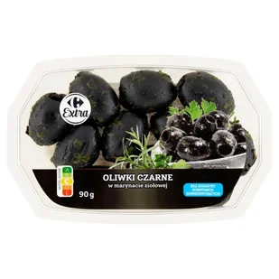 Carrefour Extra Oliwki czarne w marynacie ziołowej 90 g - Mieszanki warzywne, sałatki - miniaturka - grafika 1