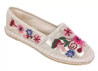 Espadryle damskie - Złote espadryle w haftowane kwiaty 36 EU - miniaturka - grafika 1
