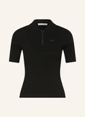 Koszulki i topy damskie - Lacoste Dzianinowa Koszulka schwarz - LACOSTE - miniaturka - grafika 1