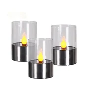 Lampy ogrodowe - Lampka solarna świeczka 7,2 x 7,2 x 11,2 cm - miniaturka - grafika 1