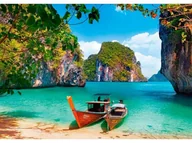 Malowanie po numerach - Haft Diamentowy, Obraz, Mozaika Diamentowa Diamond Painting, Łodzie Na Plaży 40X30Cm - miniaturka - grafika 1