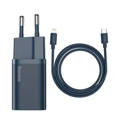 Ładowarki do telefonów - Baseus Super Si 1C szybka ładowarka USB Typ C 20W Power Delivery + kabel USB Typ C - Lightning 1m niebieski (TZCCSUP-B03) - miniaturka - grafika 1