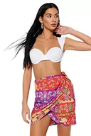 Spódnice - Trendyol Damska spódnica tkana Wrapover dopasowana, Różowy-wielokolorowy, 32 - miniaturka - grafika 1