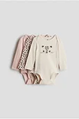 Kombinezony dla dzieci - H & M - Dżersejowe body z nadrukiem 3-pak - Beżowy - H&M - miniaturka - grafika 1