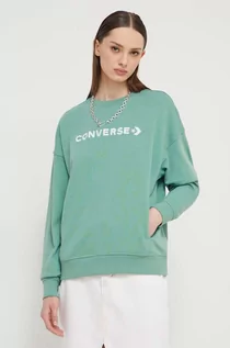 Bluzy damskie - Converse bluza damska kolor zielony z aplikacją - grafika 1