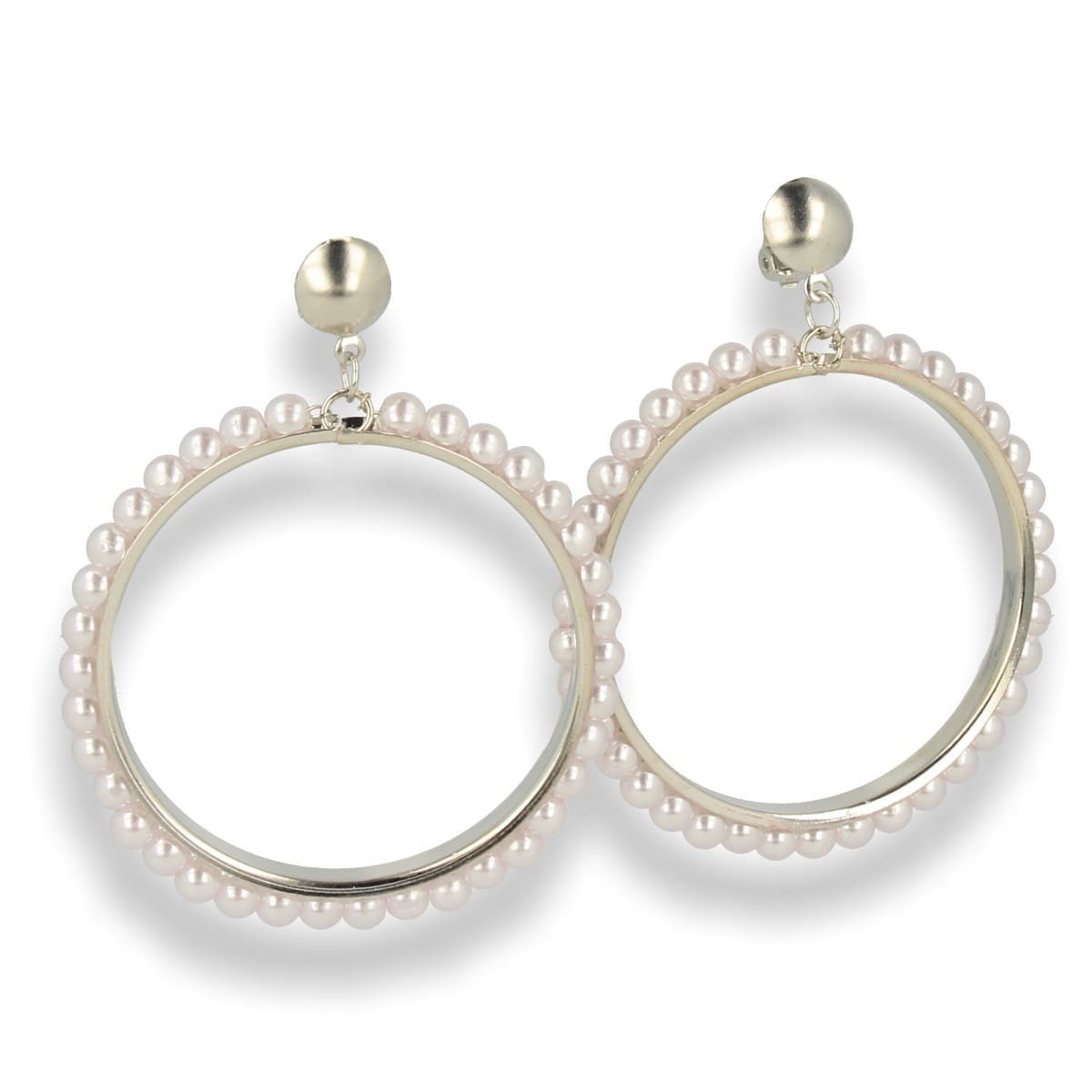 Klipsy do uszu wiszące srebrne z perłami