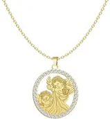 Biżuteria religijna - Pozłacany Naszyjnik Anioł Stróż kryształy GRAWER - miniaturka - grafika 1