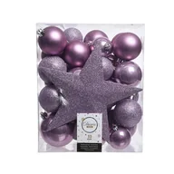 Bombki - Zestaw ozdób choinkowych bombki + szpic plastikowe 33 sztuki na choinkę Bordowy - miniaturka - grafika 1