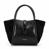 Torebki damskie - Damski kuferek z połyskliwej ekoskóry czarny - miniaturka - grafika 1