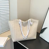 Torebki damskie - TEMU Letnia Słomiana Ręcznie Robiona Torba Damska na Ramię Modne Plecenie Górna Rączka Duża Pojemność Torba Wakacyjna dla Pań - miniaturka - grafika 1