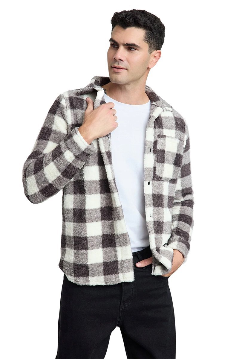 TRENDYOL MAN MĘSKA KOSZULA CASUAL W KRATĘ Z KIESZENIĄ PLUSZOWA XL 5DA