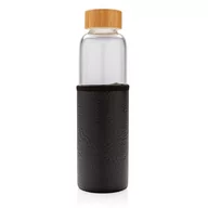Shakery i bidony sportowe - Szklana butelka sportowa 550 ml w pokrowcu UPOMINKARNIA Czarna - czarny - miniaturka - grafika 1