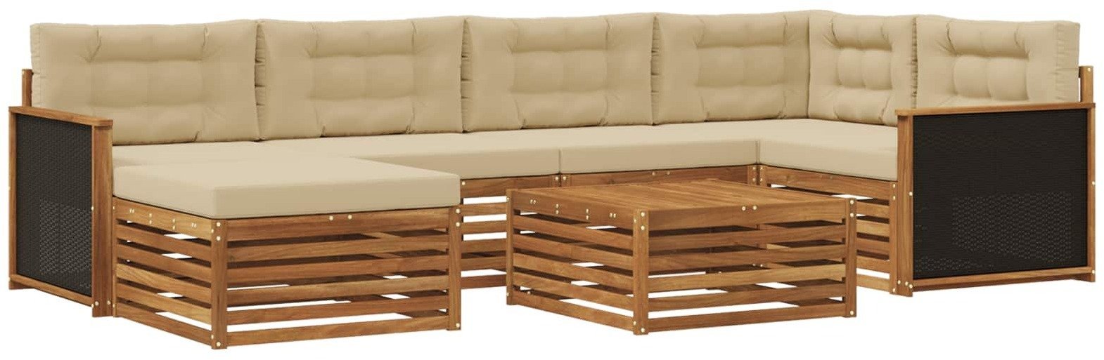 vidaXL Zestaw sof na zewnątrz z poduszką 7 pcs Naturalny i Beżowy