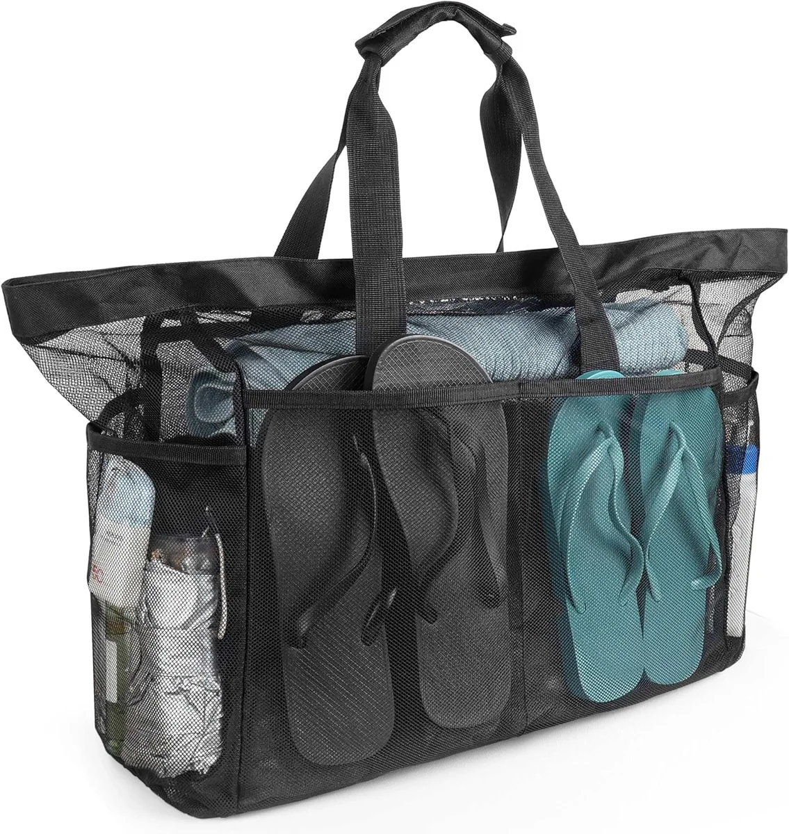 TORBA PLAŻOWA RODZINNA SIATKOWA POJEMNA DUŻA XXL 67 x 45 x 18,5 cm