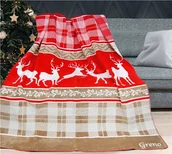 Koce - Koc bawełniany akrylowy 150x200 świąteczny Last Xmas czerwony beżowy Glamour Greno - miniaturka - grafika 1