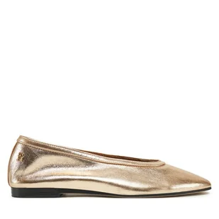 Baleriny Tommy Hilfiger Soft Metal Lthr Ballerina No Bow FW0FW08601 Złoty - Baleriny - miniaturka - grafika 1