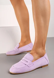 Jasnofioletowe Klasyczne Płaskie Mokasyny Wsuwane z Ozdobnym Paskiem Ianestia - Mokasyny damskie - miniaturka - grafika 1