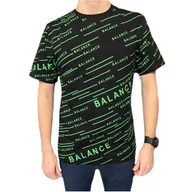 Koszulki męskie - T-shirt męski czarny okrągły dekolt napis zielony balance XXL - miniaturka - grafika 1