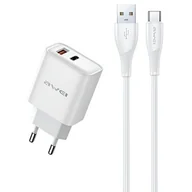 Ładowarki do telefonów - AWEI ład. siec. PD81T-EU 22.5W + kabel USB + USB-C biała/white GaN - miniaturka - grafika 1