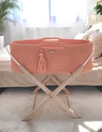 Łóżeczka i kojce - Kosz Mojżesza Boho Handmade Ze Stojakiem - Łososiowy - miniaturka - grafika 1
