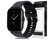 Szkła hartowane na telefon - Gumowy Uniwersalny pasek sportowy Alogy soft band do smartwatcha 20mm Czarny - miniaturka - grafika 1