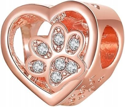CHARMS ZAWIESZKA SREBRNA CHARMS ŁAPKA RÓŻOWE SERCE CHARMSY BEADS ORYGINALNY