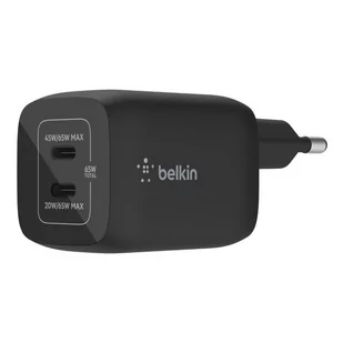 BELKIN WALL CHARGER DUAL USB-C PD 65W PPS GAN BLK - Ładowarki do telefonów - miniaturka - grafika 2