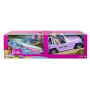 Lalki dla dziewczynek - Barbie Przejażdżka 2 lalki + samochód + motorówka - Mattel - miniaturka - grafika 1