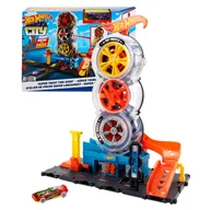 Samochody i pojazdy dla dzieci - Hot Wheels City Warsztat Opon Zestaw Tor Wyścigowy - miniaturka - grafika 1