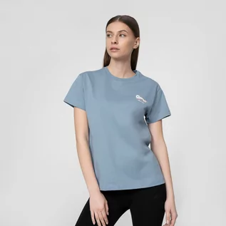 Koszulki sportowe damskie - Damski t-shirt z nadrukiem CONVERSE Relaxed Sneaker Tee 10022975 - niebieski - grafika 1