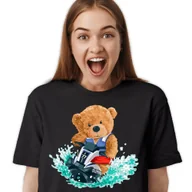 Koszulki i topy damskie - KOSZULKA T-SHIRT S Damska Miś Sportowiec Wzory - miniaturka - grafika 1