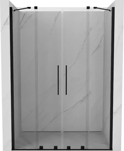 Mexen Velar Duo drzwi prysznicowe rozsuwane 160 cm, transparent, czarne - 871-160-000-02-70 - Ścianki i drzwi prysznicowe - miniaturka - grafika 1