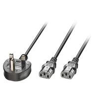Kable - Lindy 2.5M Uk 3 Pin Plug To 2X C13 - miniaturka - grafika 1