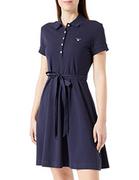 Sukienki - GANT Damska sukienka polo Dress, Evening Blue, standardowa, niebieski (Evening Blue), S - miniaturka - grafika 1