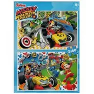 Puzzle - Clementoni Puzzle 2x60 Myszka Miki i wyścigi samochodowe - miniaturka - grafika 1