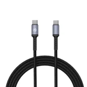 Kable USB - Tellur Data Cable Type-C To Type-C, 3A, 60W, 1M, Nylon, Black - miniaturka - grafika 1