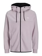 Bluzy męskie - Bestseller A/S Męska bluza Jcoair Sweat Zip Hood Noos. Bluza z kapturem, fioletowy lód/szczegóły: melanż, M, Fioletowy lód/szczegóły: melanż - miniaturka - grafika 1