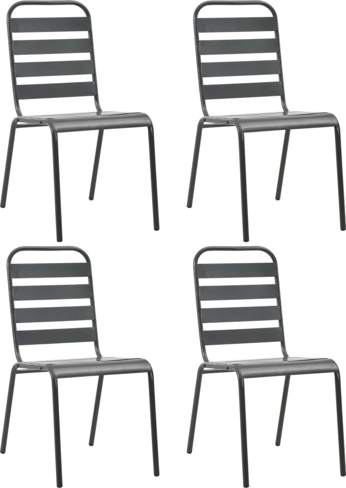 Krzesła ogrodowe 4 szt. Konstrukcja z listew stalowych, ciemnoszara