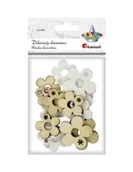 Pozostałe akcesoria dla plastyków - Titanum Drewniane kwiatki 23 i 30mm naturalny biały 12szt - miniaturka - grafika 1