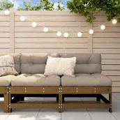 Sofy ogrodowe - vidaXL Siedziska środkowe z poduszkami, 2 szt., miodowe, lita sosna - miniaturka - grafika 1