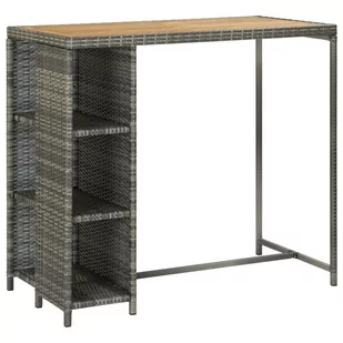vidaXL Stolik barowy z półką, szary, 120x60x110 cm, polirattan vidaXL - Ławy i stoliki kawowe - miniaturka - grafika 1