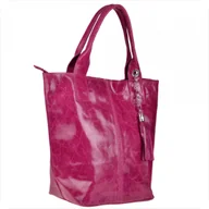 Torebki damskie - Torba worek z miękkiej skóry bardzo lekka XL fuksja - miniaturka - grafika 1