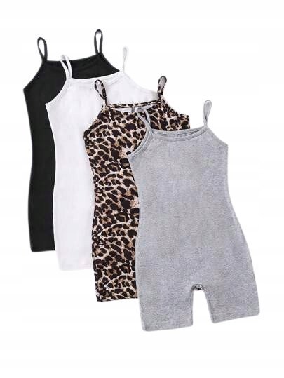 SHEIN KOMBINEZON DZIECIĘCY NA RAMIĄCZKACH Z WZOREM PANTERA 110-116 11HA
