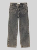 Spodnie i spodenki dla dziewczynek - Jeansy o kroju straight fit z naszywanymi kieszeniami - miniaturka - grafika 1