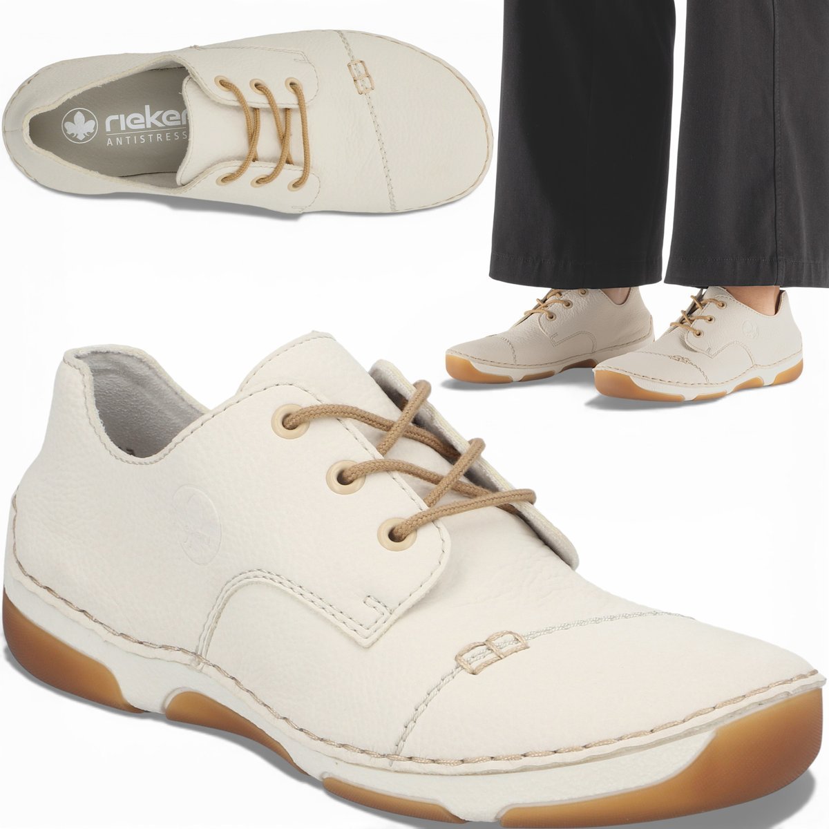 Półbuty Damskie Eleganckie RIEKER Modne Wygodne Buty Wiosenne Beżowe 41