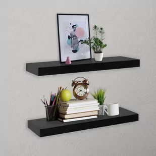 vidaXL Wiszące półki ścienne, 2 szt., czarne, 40 x 20 x 3,8 cm vidaXL - Półki do salonu - miniaturka - grafika 1