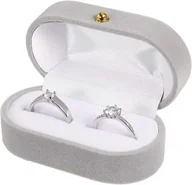 Biżuteria - akcesoria - Pudełko na pierścionek z aksamitu, ślubne, z podwójnymi otworami, lekkie i gładkie pudełko na pierścionek zaręczynowy na imprezę walentynkową - miniaturka - grafika 1