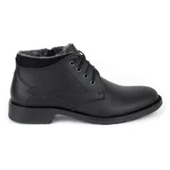 Buty zimowe męskie - Buty męskie skórzane zimowe C16S czarne z czarnym - Polbut - miniaturka - grafika 1