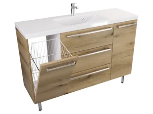 Szafka Stojąca Z Umywalką ATHD 120 cm KD - Dąb Evoke Coast Mat - Uchwyty Stal Szczotkowana - Szafki łazienkowe - miniaturka - grafika 1