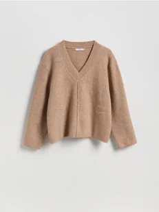 Reserved - Sweter oversize - brązowy - Swetry damskie - miniaturka - grafika 1